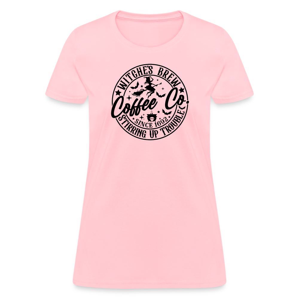 Witches Brew Coffee Co Women's Contoured T-Shirt (Halloween) - pink