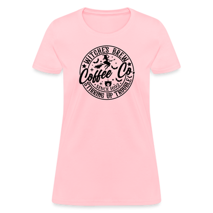 Witches Brew Coffee Co Women's Contoured T-Shirt (Halloween) - pink