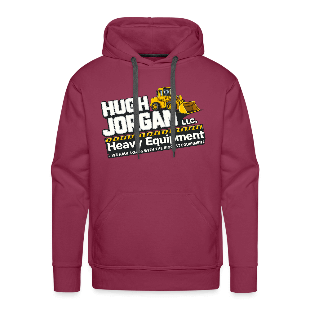 Hugh Jorgan Heavy Equipment Hoodie – Adult Humor Men's Hoodie Color: burgundy