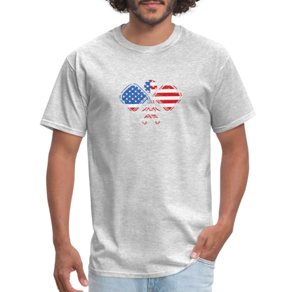 American Flag Pickleball Paddle T-Shirt - heather gray