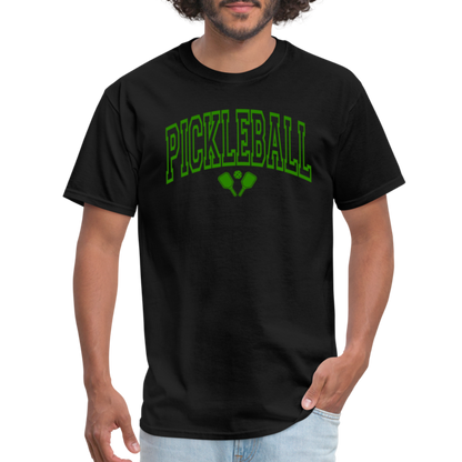 Pickleball T-Shirt (Green Arch Letters) - black