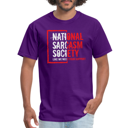 National Sarcasm Society T-Shirt - purple