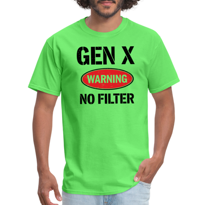 GEN-X Warning No Filter T-Shirt - kiwi