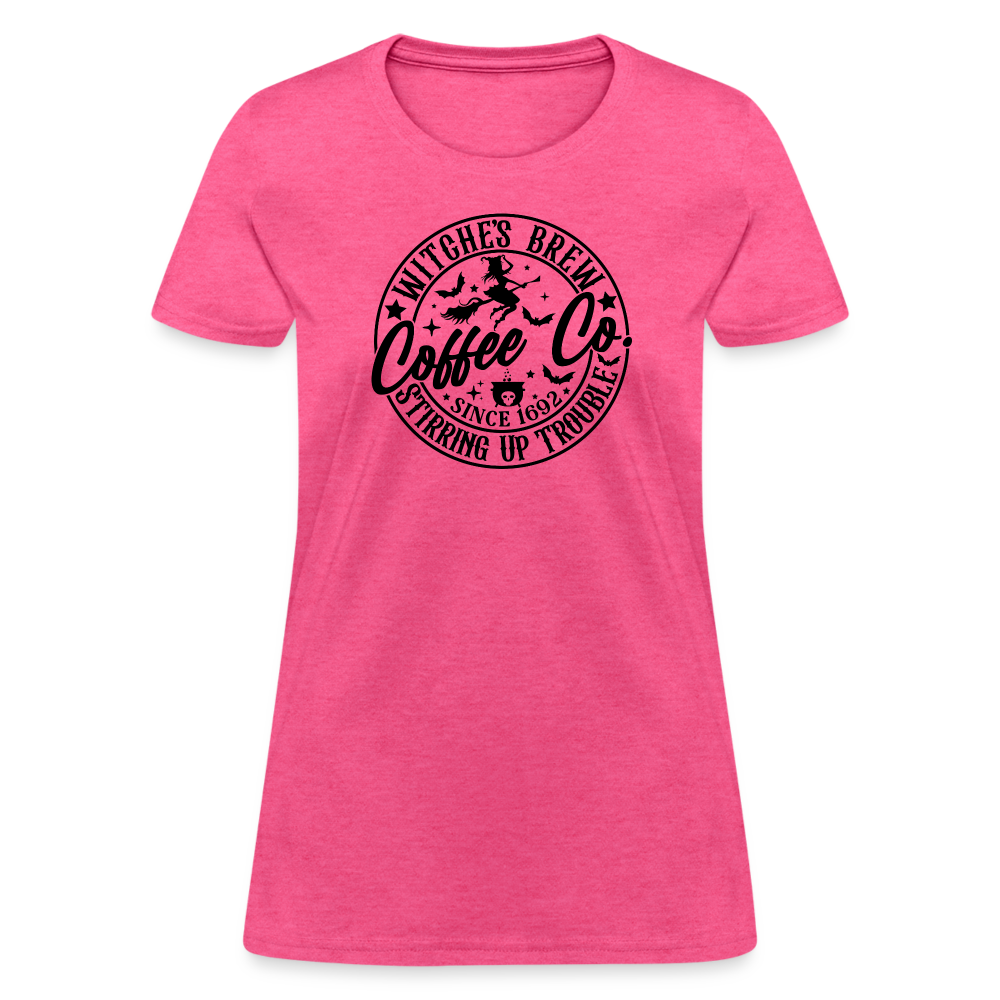 Witches Brew Coffee Co Women's Contoured T-Shirt (Halloween) - heather pink