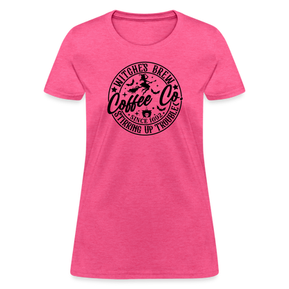 Witches Brew Coffee Co Women's Contoured T-Shirt (Halloween) - heather pink