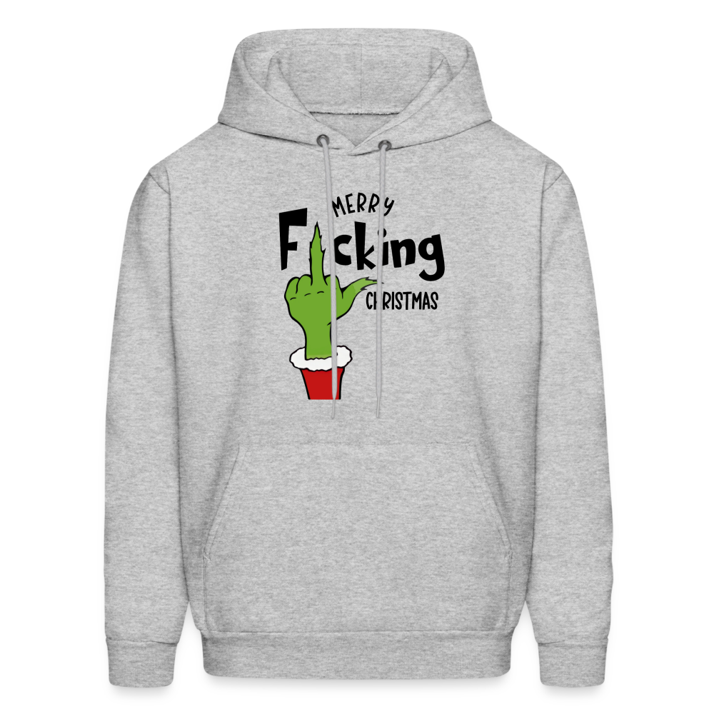 Merry F*cking Christmas Grumpy Middle Finger Hoodie - heather gray