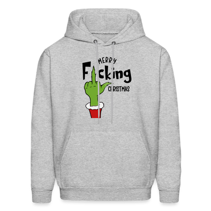 Merry F*cking Christmas Grumpy Middle Finger Hoodie - heather gray