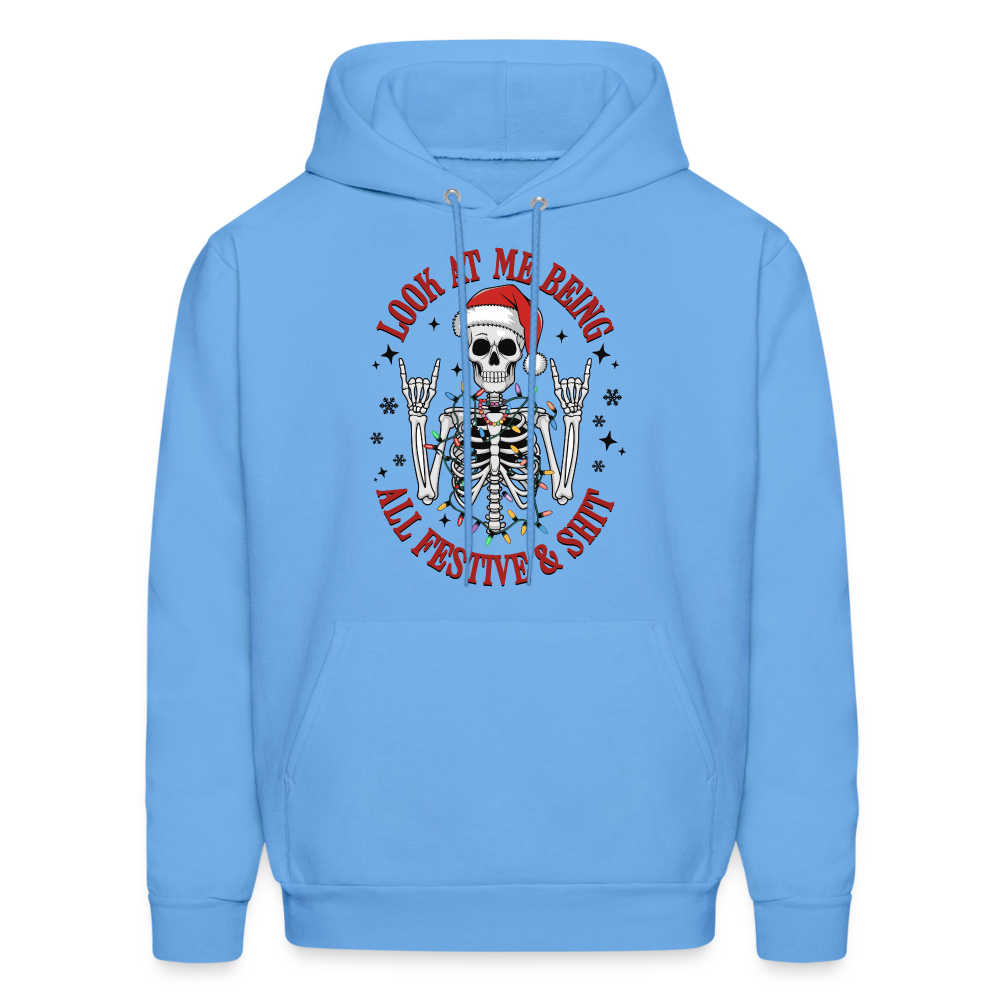 Look At Me Being All Festive and Shit (Christmas) Hoodie - carolina blue