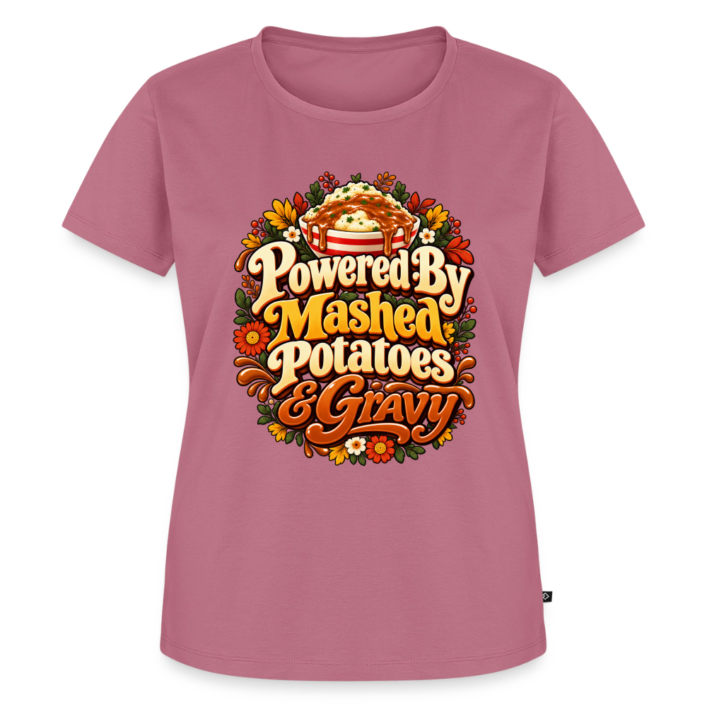 Powered by Mashed Potatoes & Gravy – Fall Floral Women’s Premium T-Shirt - mauve