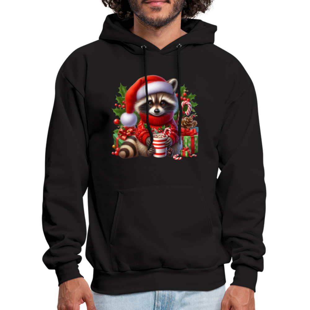 Christmas Cute Feral Raccoon Hoodie - black