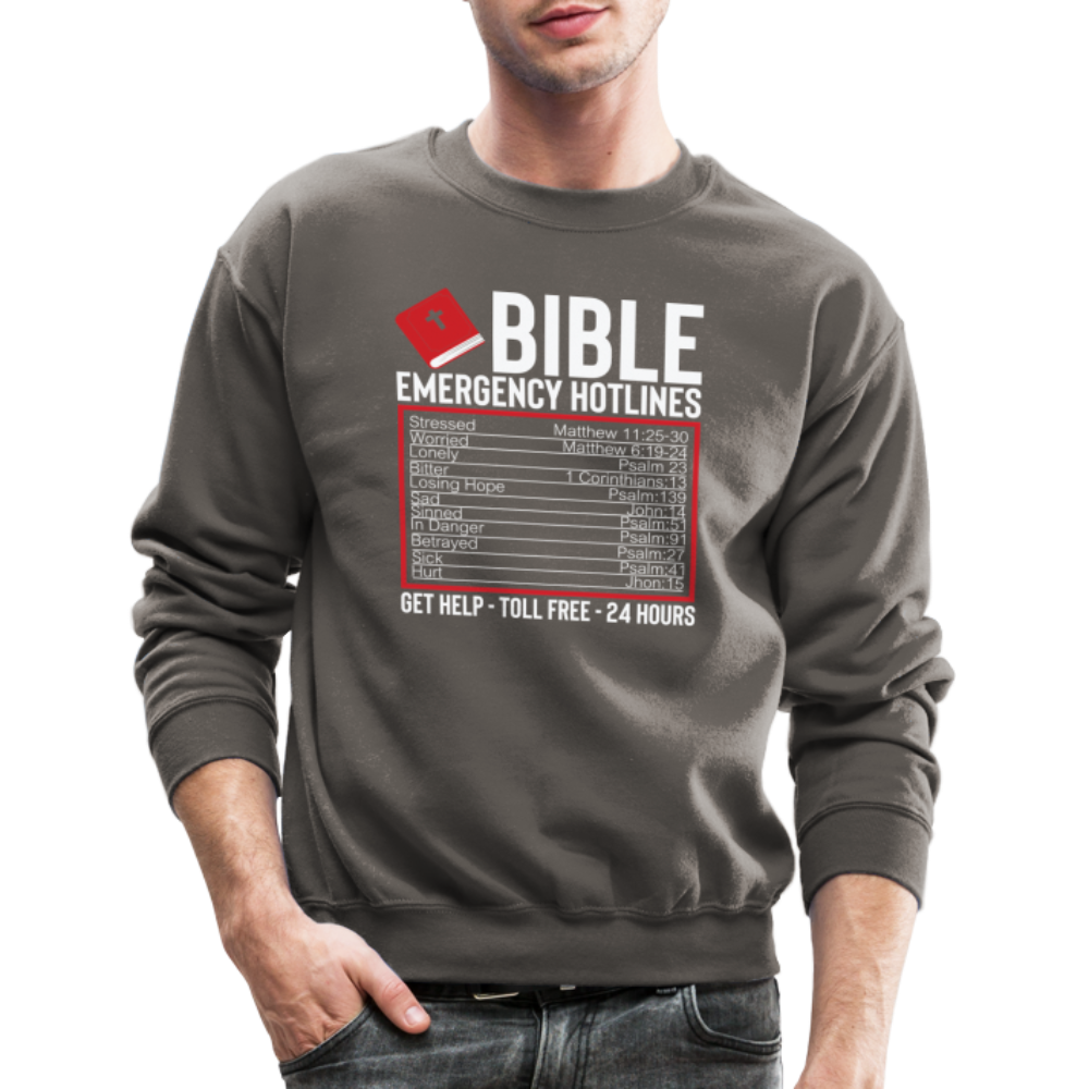 Bible Emergency Hotline (Scriptures) Sweatshirt - asphalt gray