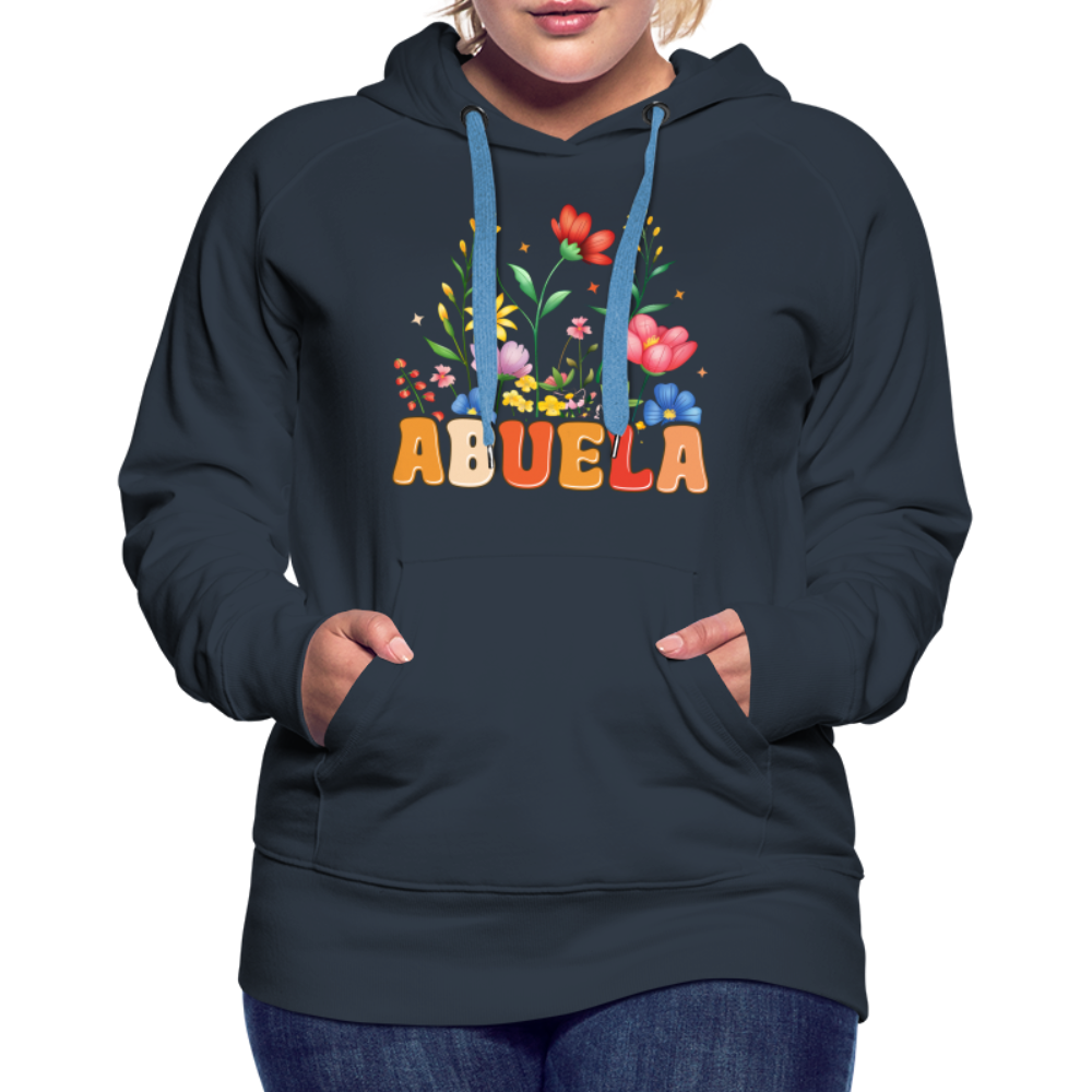 Abuela Women’s Premium Hoodie with Floral Design - navy