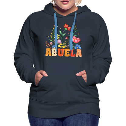 Abuela Women’s Premium Hoodie with Floral Design - navy