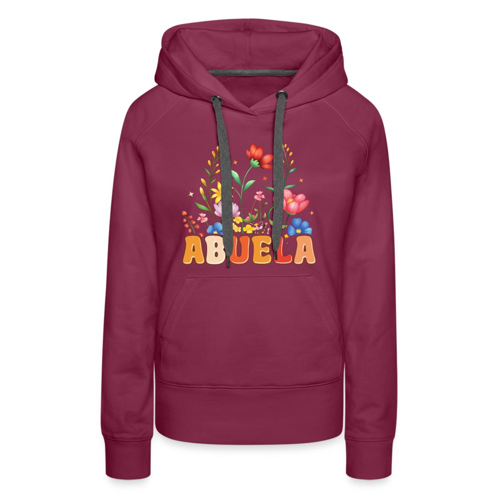 Abuela Women’s Premium Hoodie with Floral Design - burgundy