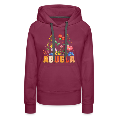 Abuela Women’s Premium Hoodie with Floral Design - burgundy