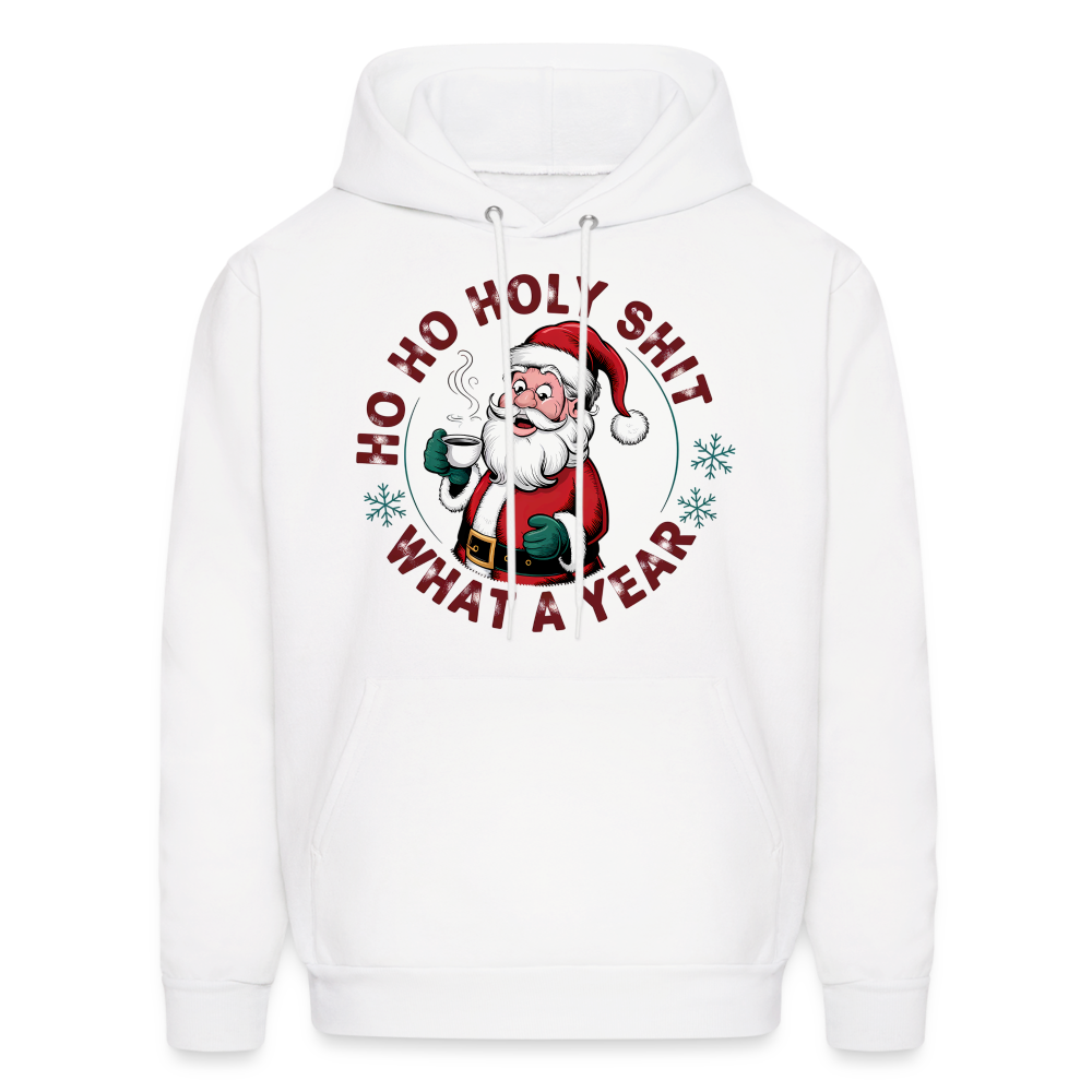 Ho Ho Holy Shit What A Year (Funny Christmas Santa) Hoodie - white