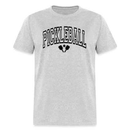 Pickleball T-Shirt (Black Arch Letters) - heather gray