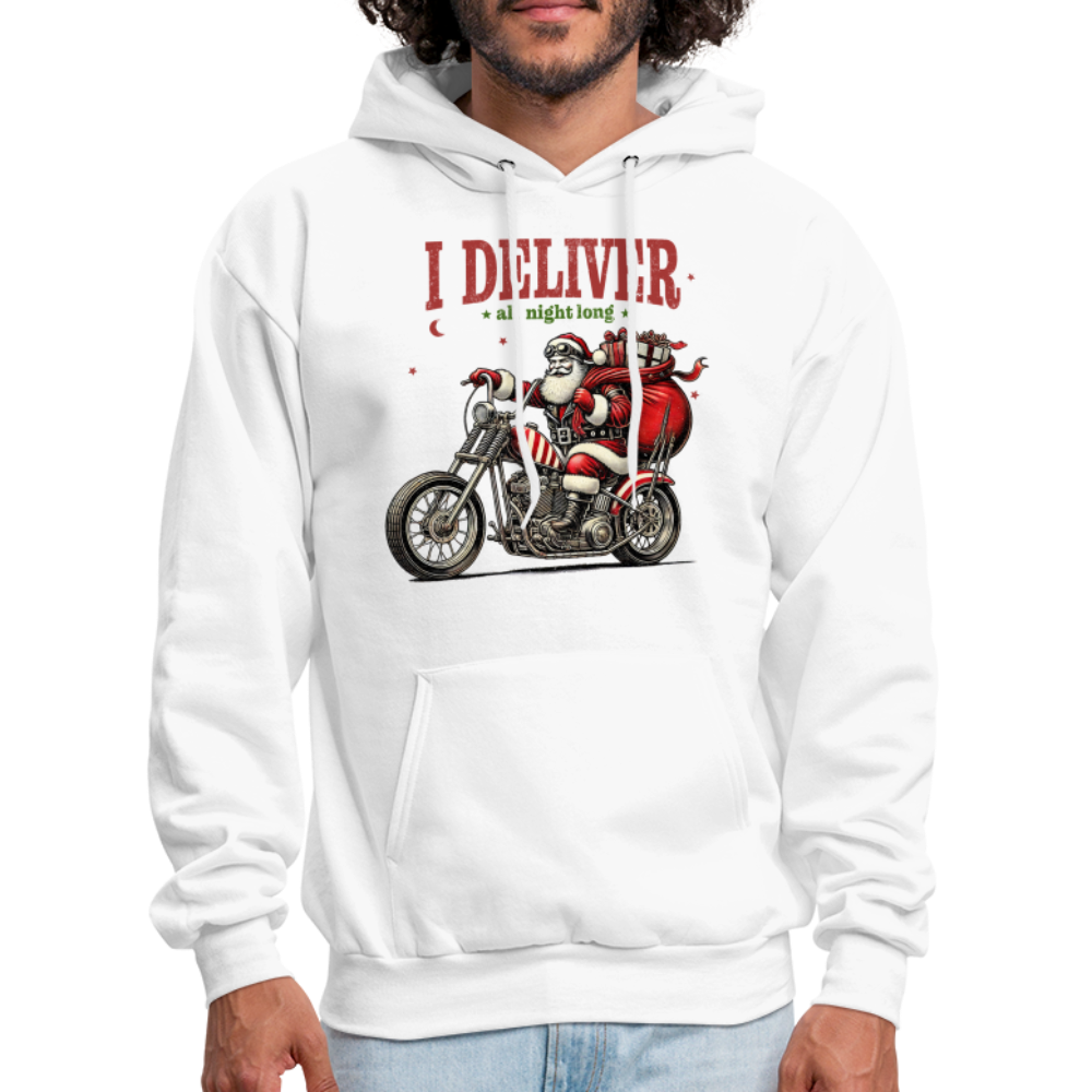 Biker Santa - I Deliver All Night Long (Naughty Christmas) Hoodie - white