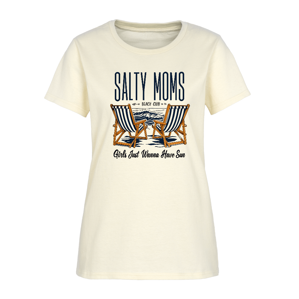 Salty Moms Beach Club T-Shirt – Girls Just Wanna Have Fun - off white