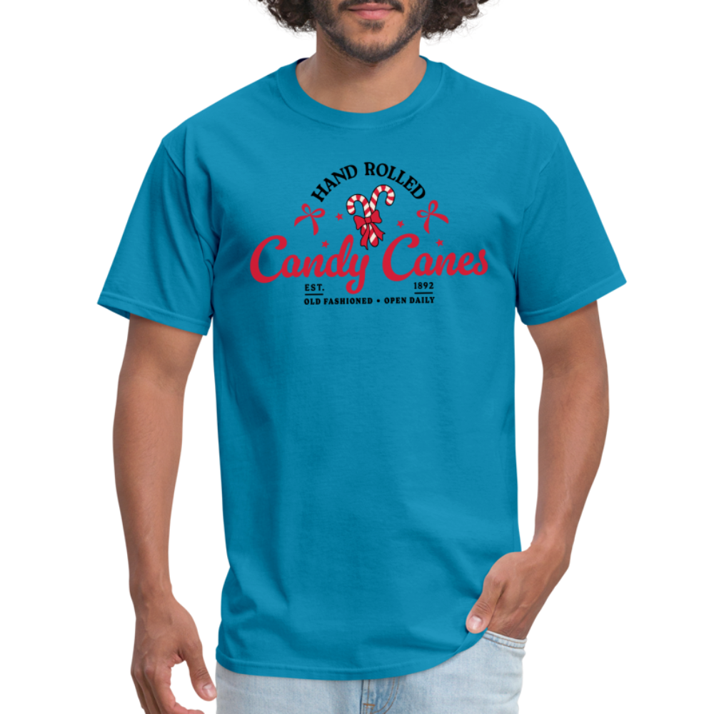 Hand Rolled Candy Canes T-Shirt - turquoise