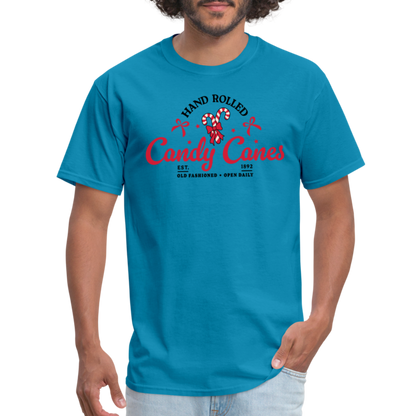 Hand Rolled Candy Canes T-Shirt - turquoise