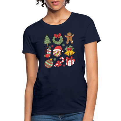 Christmas Holiday Season Women's Contoured T-Shirt - navy