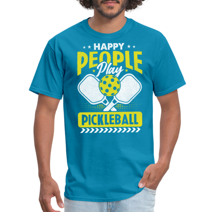 Happy People Play Pickleball T-Shirt - turquoise