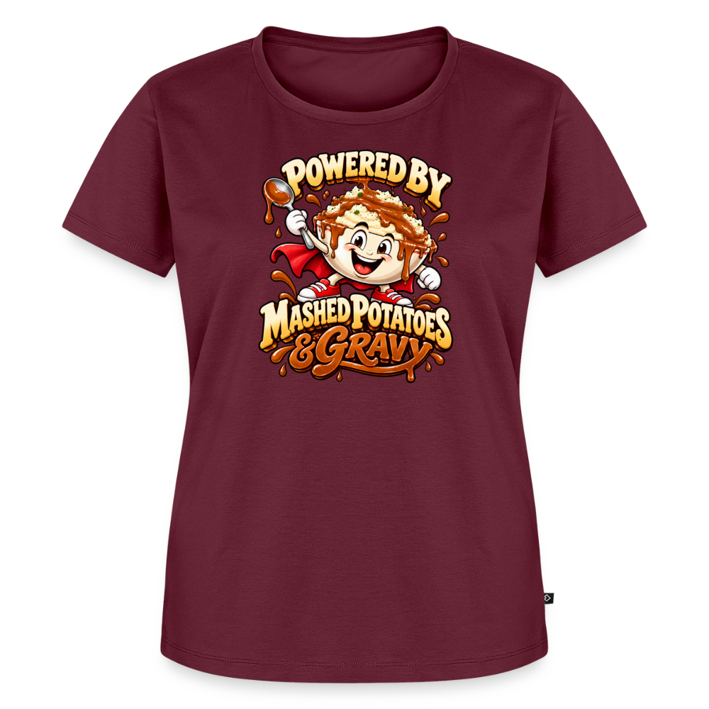 Powered by Mashed Potatoes & Gravy – Superhero Women’s Premium T-Shirt - burgundy