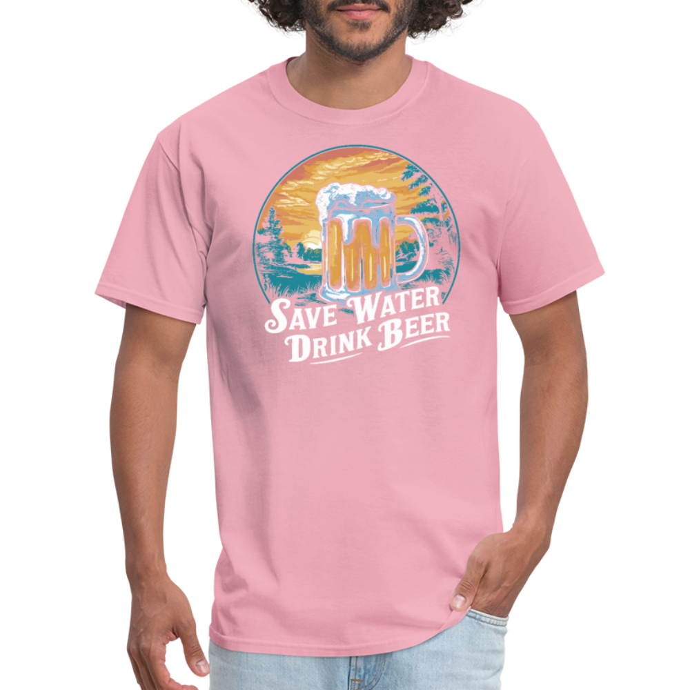 Save Water Drink Beer (Funny Drinking) T-Shirt - pink