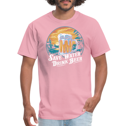 Save Water Drink Beer (Funny Drinking) T-Shirt - pink