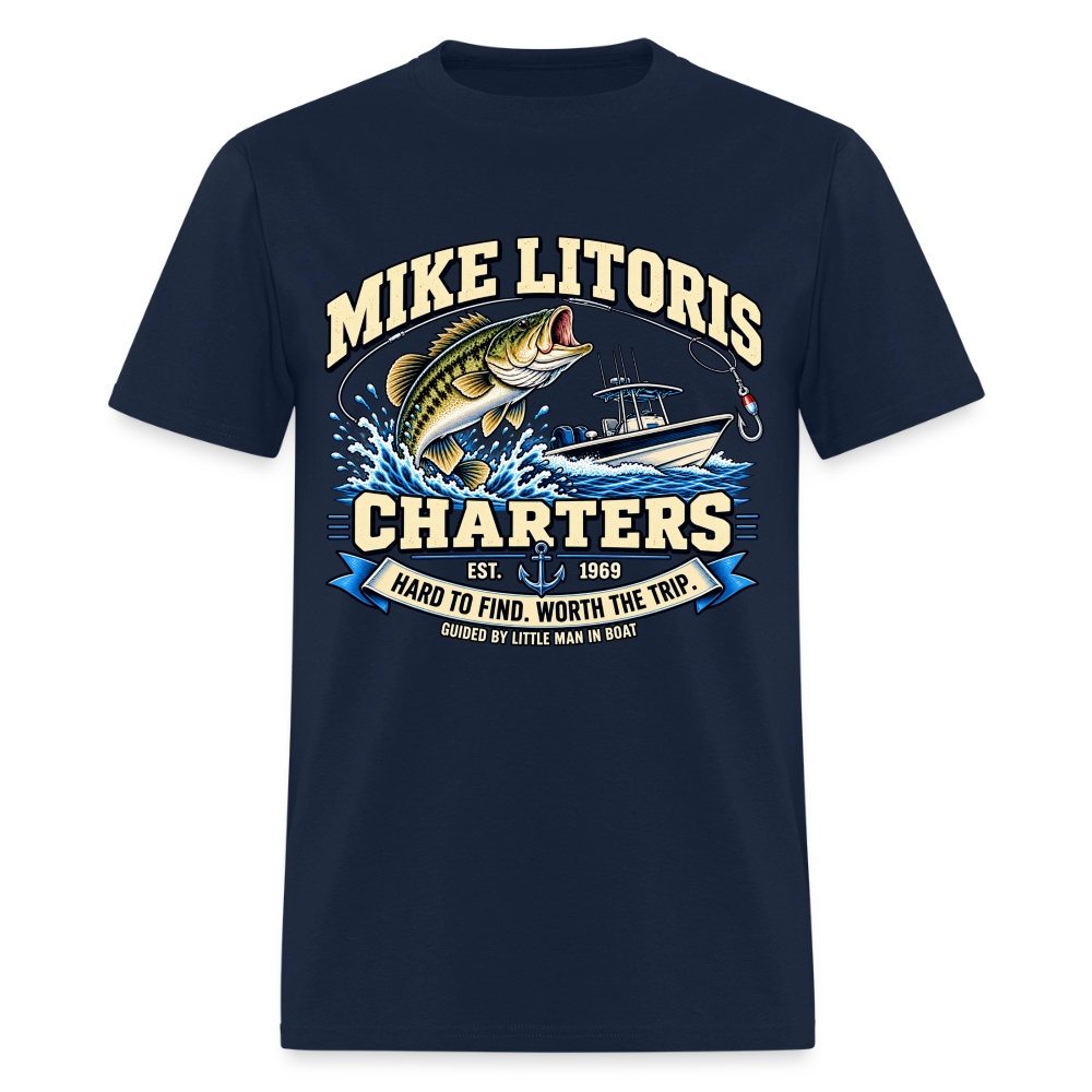 Mike Litoris Fishing Charters T-Shirt Color: Navy