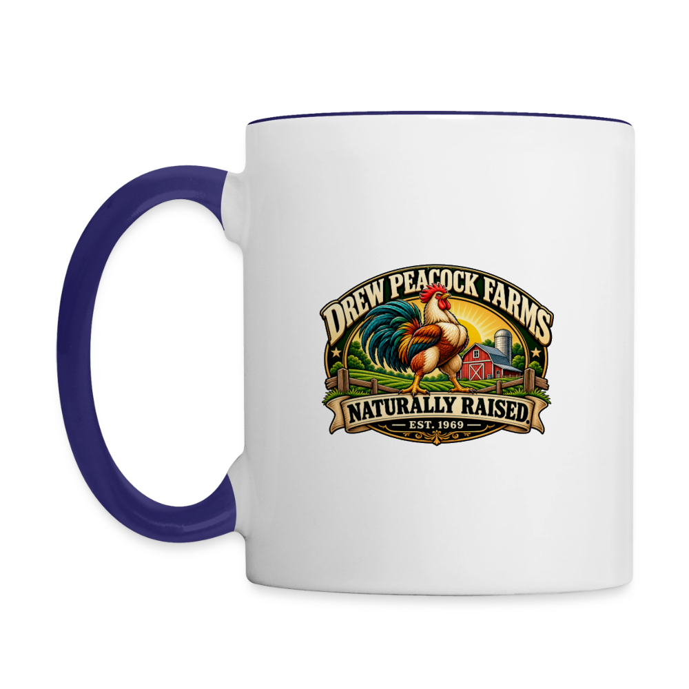 Drew Peacock Farms Mug - white/cobalt blue