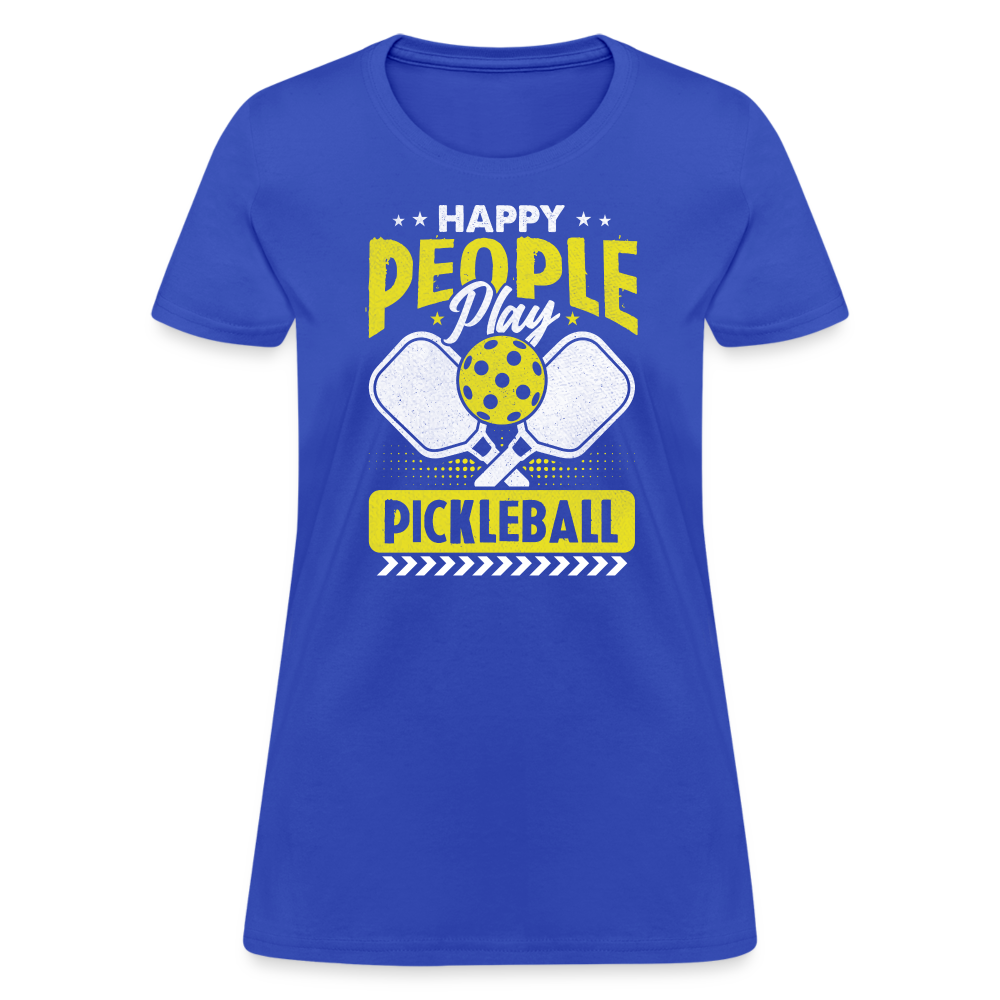 Happy People Play Pickleball Women's Contoured T-Shirt - royal blue