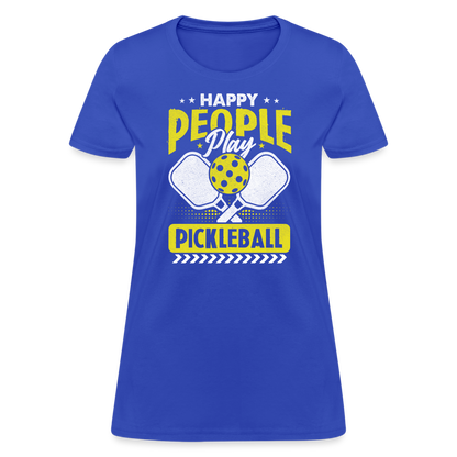 Happy People Play Pickleball Women's Contoured T-Shirt - royal blue