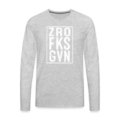 ZRO FKS GVN (Zero Fucks Given) Men's Premium Long Sleeve T-Shirt - heather gray