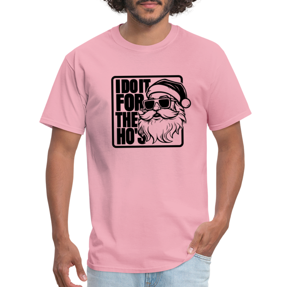 I Do It for the Ho's Funny Christmas Santa T-Shirt - pink