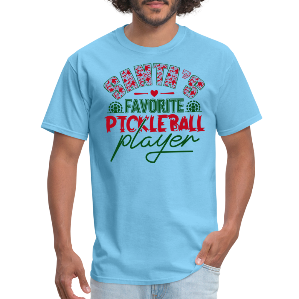 Santa's Favorite Pickleball Player T-Shirt - aquatic blue