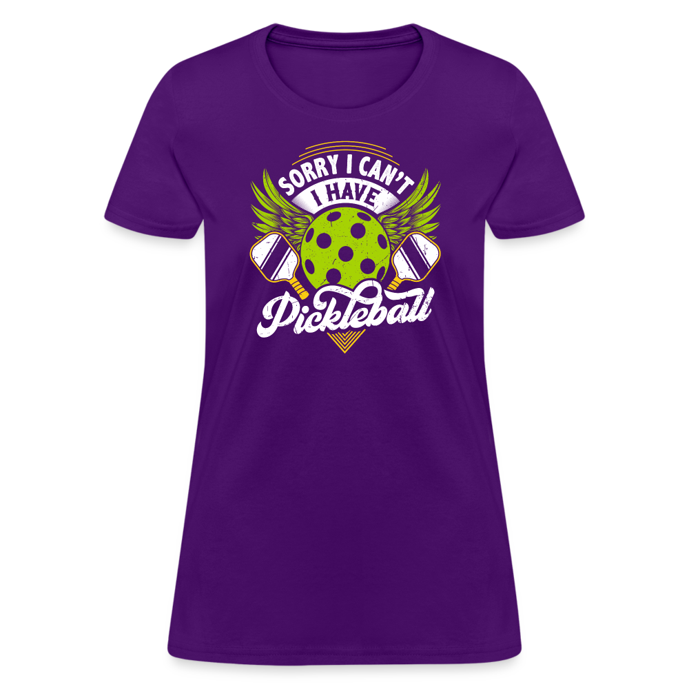 Sorry I can't I Have Pickleball Women's Contoured T-Shirt - purple