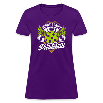 Sorry I can't I Have Pickleball Women's Contoured T-Shirt - purple