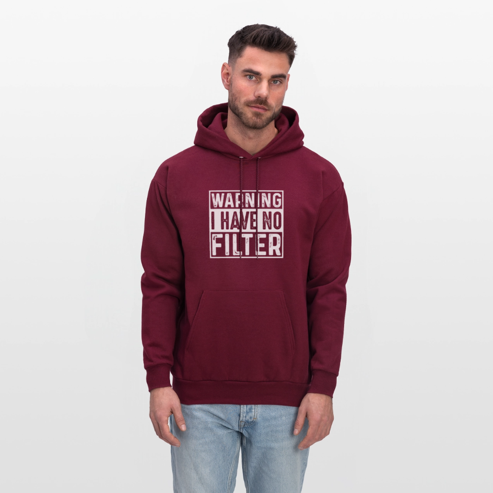 Warning I Have No Filter Hoodie - burgundy