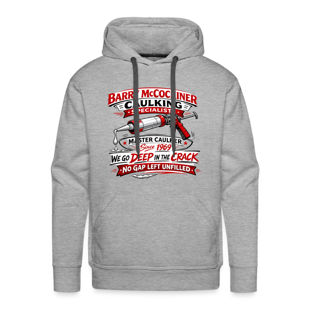 Barry McCockiner Caulking Funny Hoodie Color: Charcoal Grey