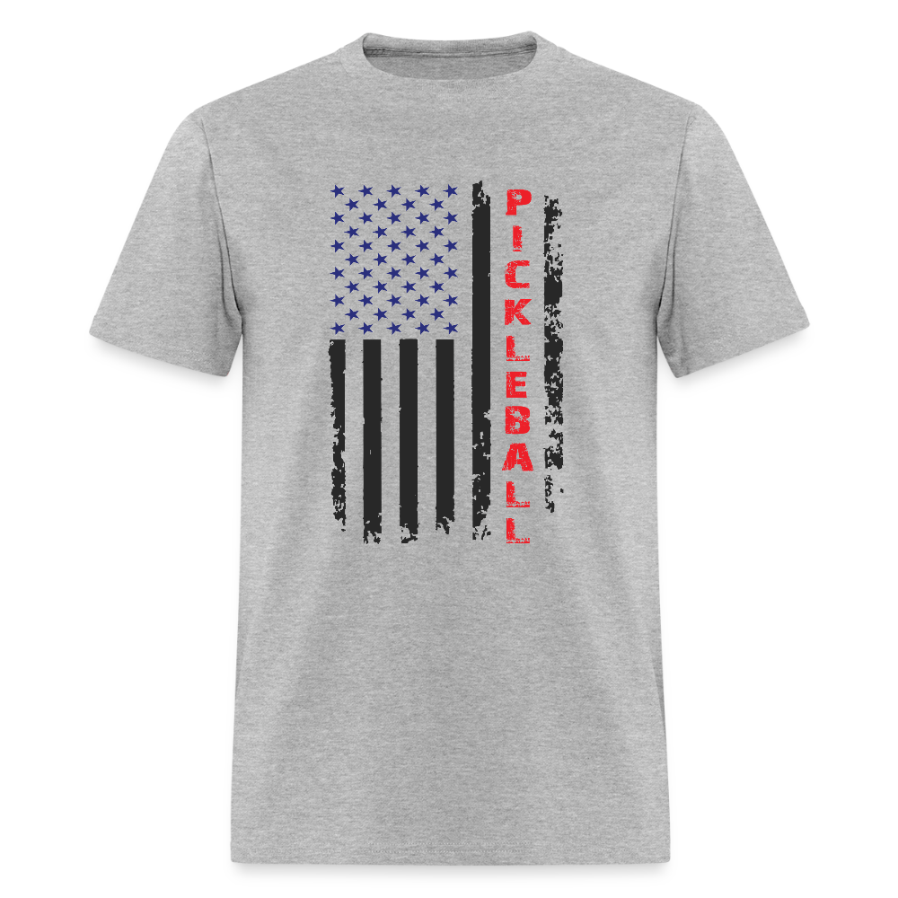 Pickleball Flag T-Shirt – American Pride with a Pickleball Twist - heather gray