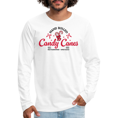 Hand Rolled Candy Canes Men's Premium Long Sleeve T-Shirt - white