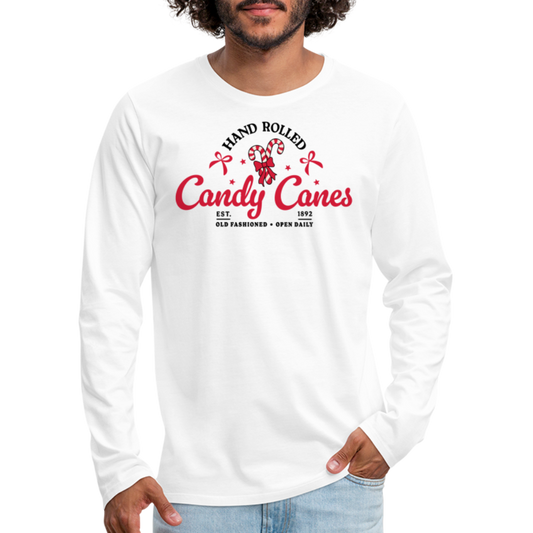 Hand Rolled Candy Canes Men's Premium Long Sleeve T-Shirt - white