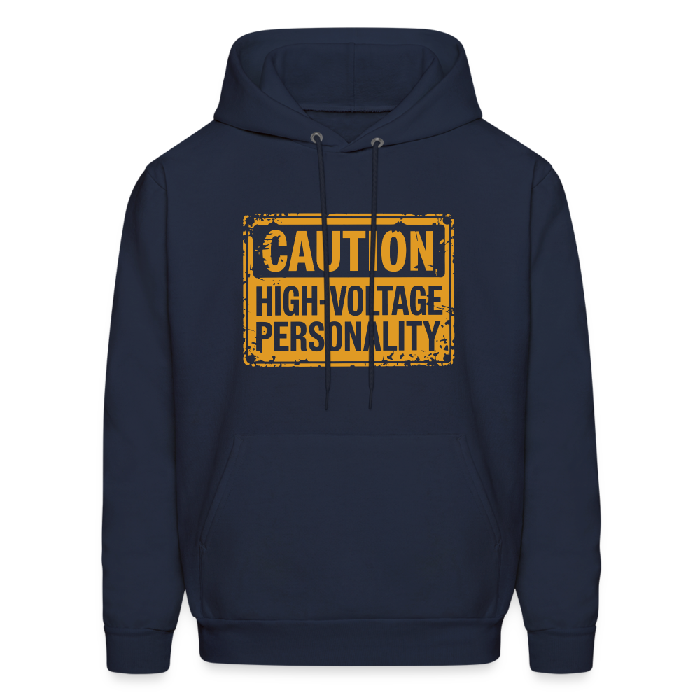 Caution High Voltage Personality Hoodie - navy