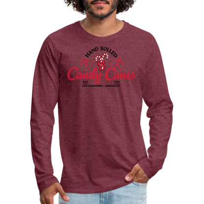 Hand Rolled Candy Canes Men's Premium Long Sleeve T-Shirt - heather burgundy