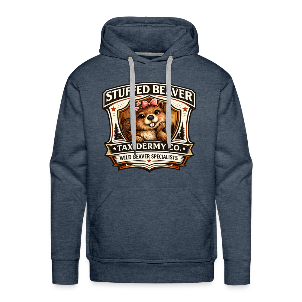 Stuffed Beaver Taxidermy Funny Adult Hoodie Color: Heather Denim