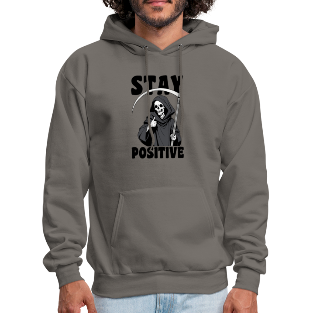 Stay Positive (Grim Reaper) Hoodie - asphalt gray