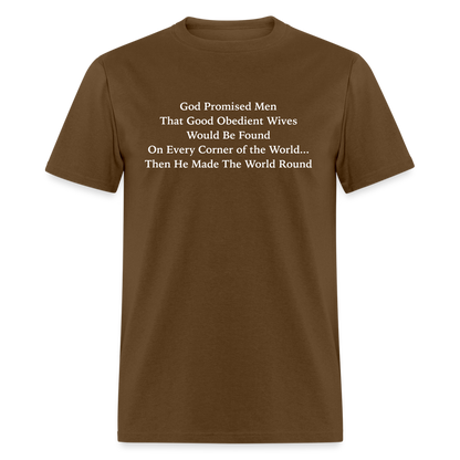 God Promised Men Good Obedient Wives T-Shirt - brown