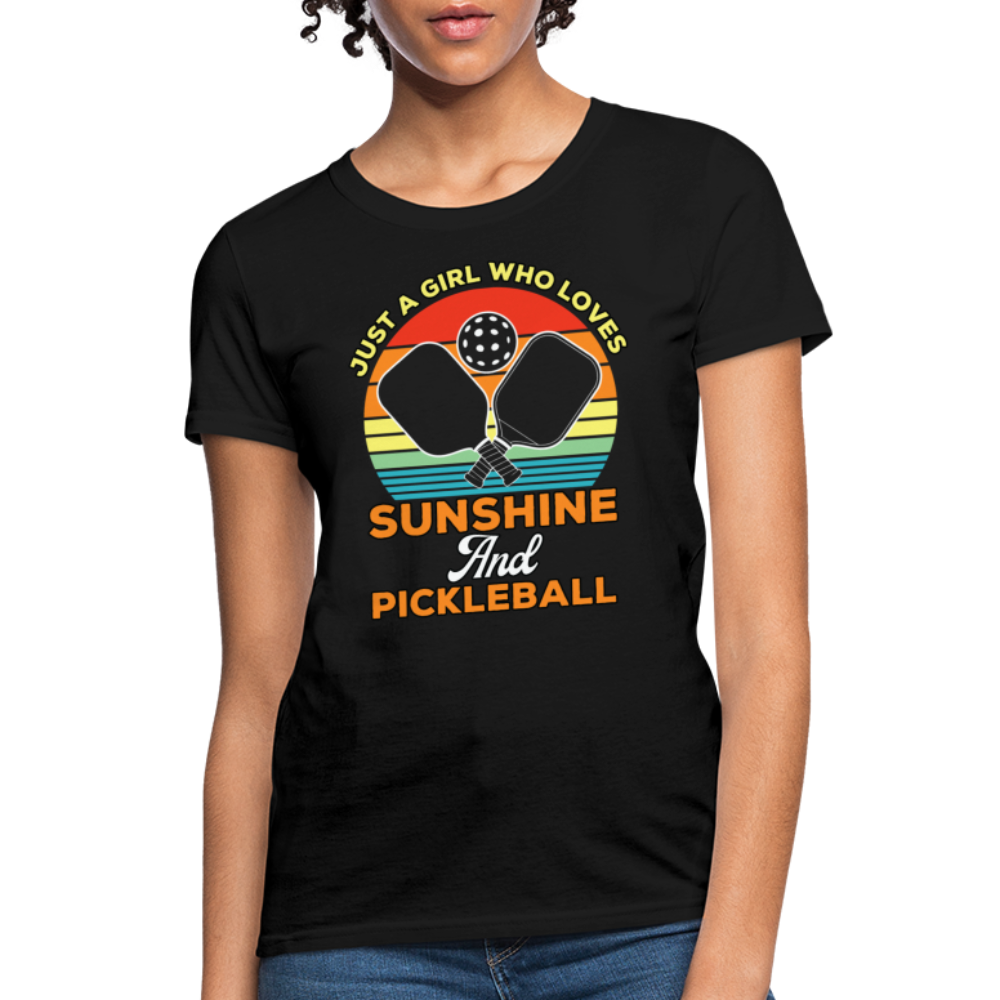 Just A Girl Who Loves Sunshine and Pickleball Women's Contoured T-Shirt - black